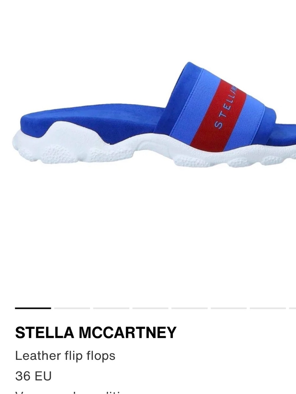 Stella McCartney Blue Slide Sandals with Red Stripe
